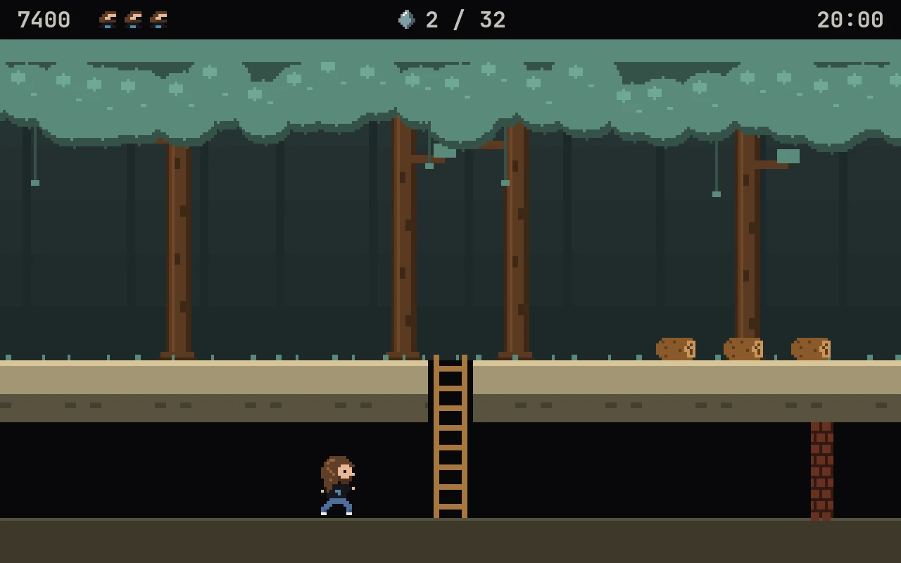 The tunnel under the jungle with a ladder and a brick firewall